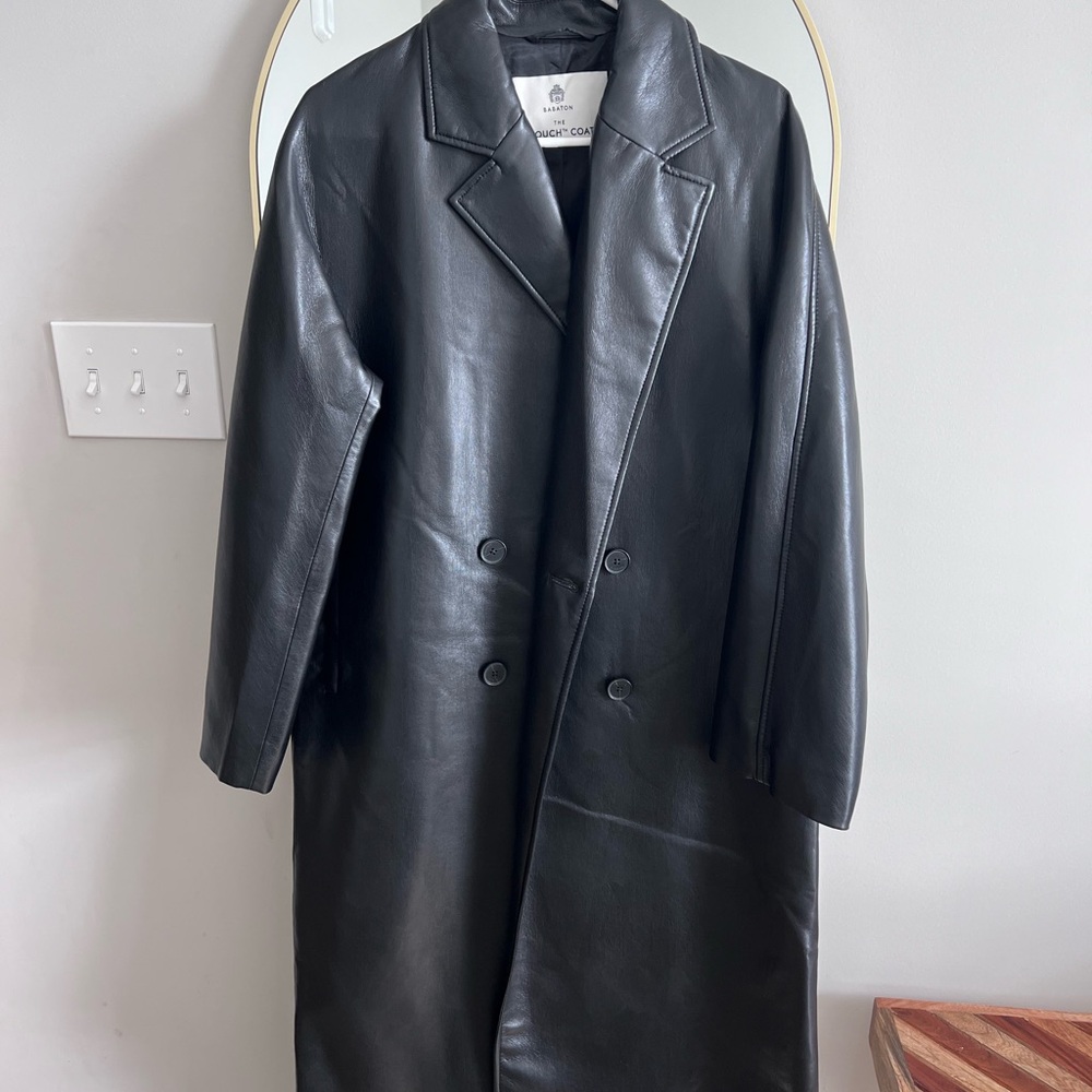 Black Leather Trench Coat